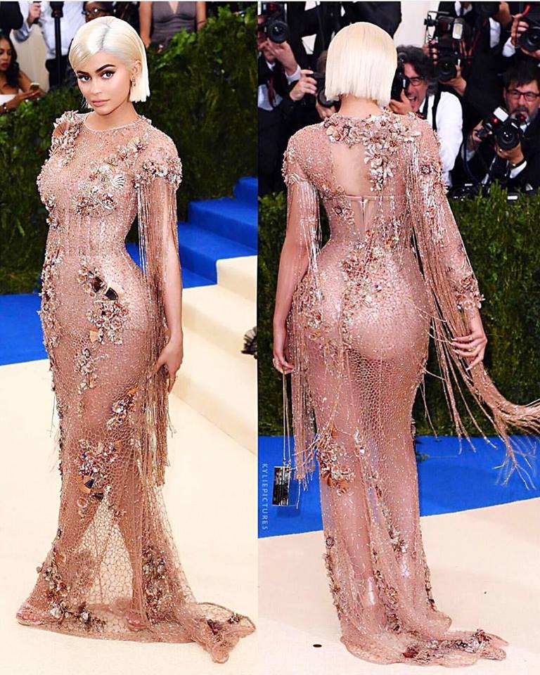 Kylie Jenner wears a see-through nude Versace gown at 2017 Met Gala in NYC, 05/01/2017